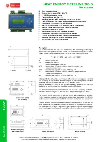 WR200-D - heat energy meter for steam