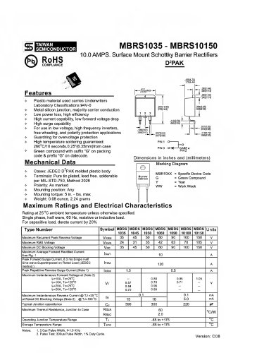 10.0 A Surface Mount Schottky Barrier Rectifiers