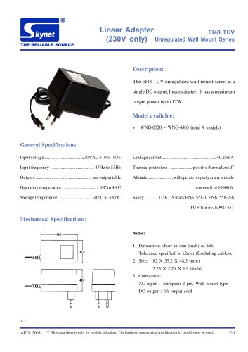 EI48 TUV Unregulated Wall Mount Series 