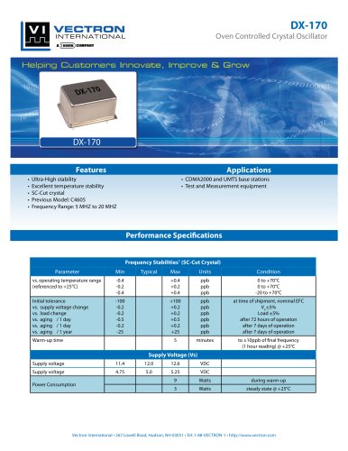 DX-170 Oven Controlled Crystal Oscillators (OCXO)