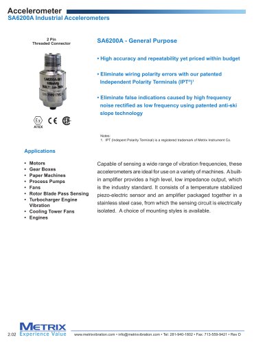 SA6200A Industrial Accelerometer