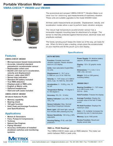 VM2800 and VM3800 Portable Vibration Meters