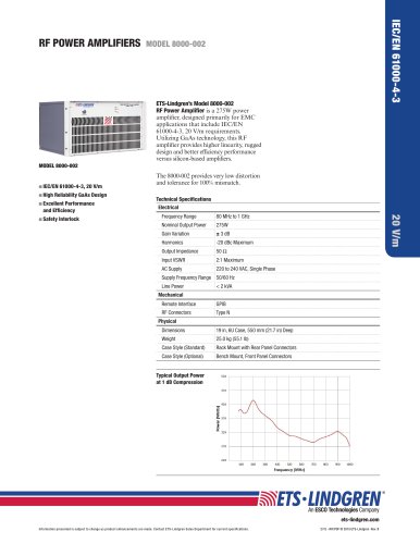 RF POWER AMPLIFIERSRF POWER AMPLIFIERS MODEL 8000-002