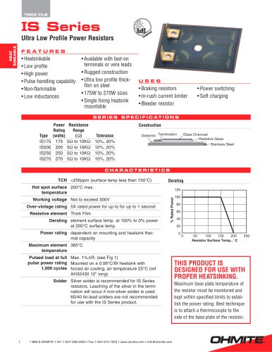 Heat Sinkable IS Series Resistor