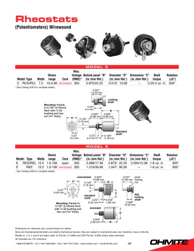 Rheostats (Potentiometers) Wirewound