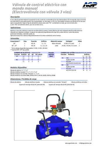 Válvula de control eléctrico con mando manual