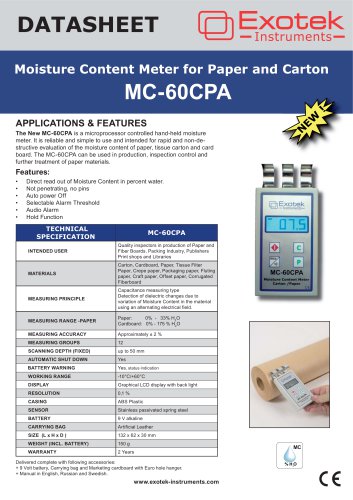 Pinfree Moisture meter for Paper and Carton MC-60CPA