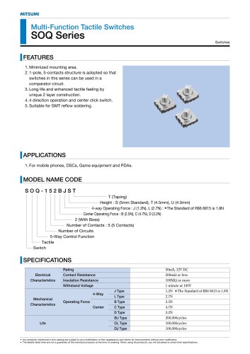 SOQ Series Multi-Function Tactile Switches