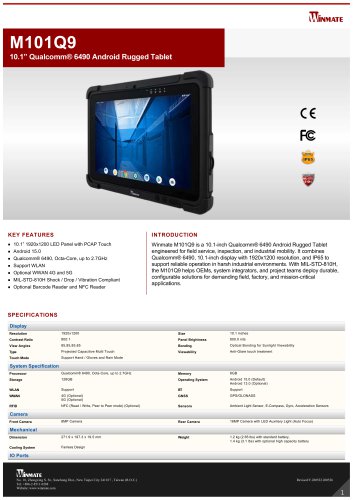 10.1&rdquo; Qualcomm&reg; 6490 Android Rugged Tablet M101Q9