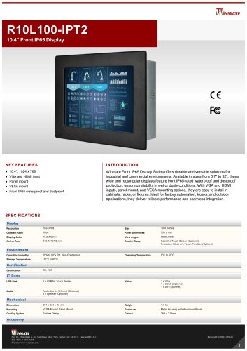 10.4" Front IP65 Display R10L100IPT2
