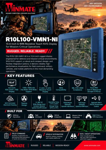 10.4" G-WIN Resistive Touch NVIS Display R10L100-VMN1-NI