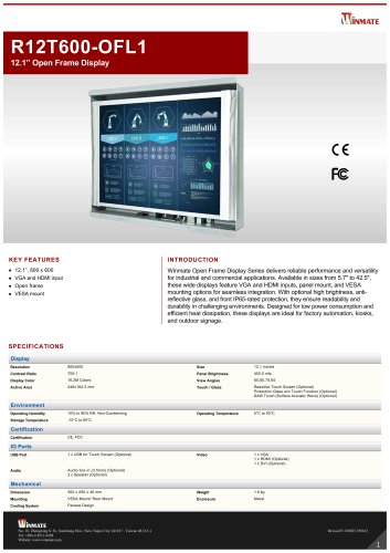 12.1&rdquo; Open Frame Display R12T600-OFL1
