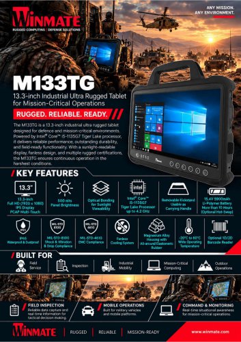 13.3&rdquo; Intel&reg; Core&trade; i5-&shy;1135G7 Industrial Ultra Rugged Tablet M133TG