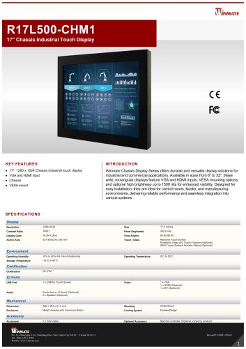 17" Chassis Industrial Touch Display R17L500-CHM1