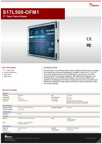 17&rdquo; Open Frame Display S17L500-OFM1