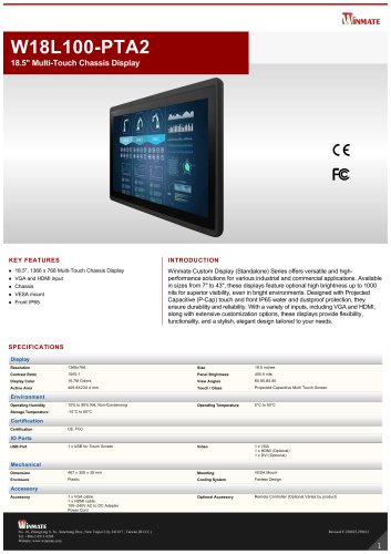 18.5" Multi-Touch Chassis Display W18L100-PTA2