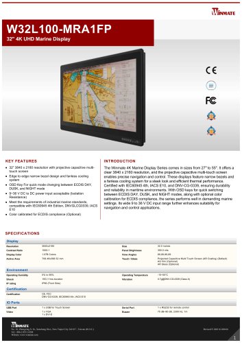 32" 4K UHD Marine Display W32L100-MRA1FP