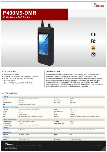 4" Multi-mode PoC Radios P400M9-DMR