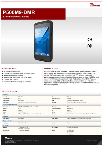 5" Multi-mode PoC Radios P500M9-DMR