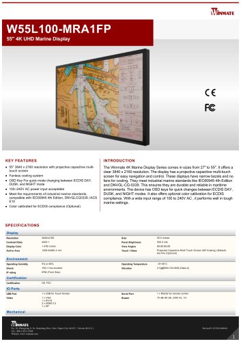 55" 4K UHD Marine Display W55L100-MRA1FP
