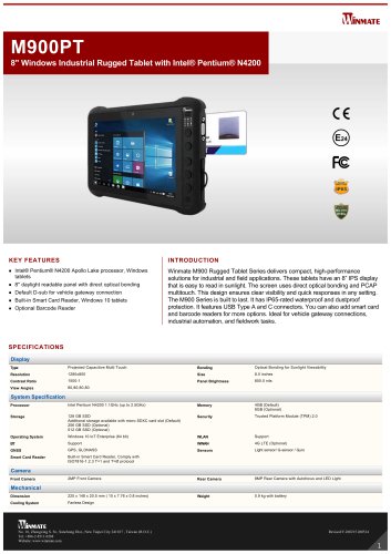 8" Windows Industrial Rugged Tablet with Intel&reg; Pentium&reg; N4200 M900PT