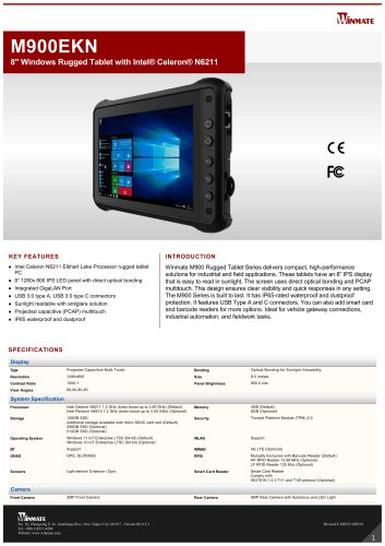 8" Windows Rugged Tablet with Intel&reg; Celeron&reg; N6211 M900EKN