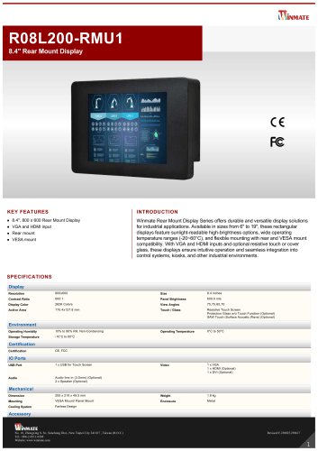 8.4" Rear Mount Display R08L200-RMU1