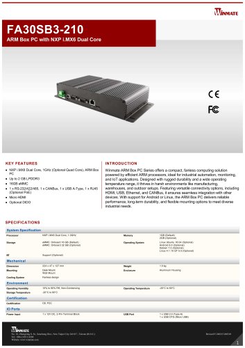 ARM Box PC with NXP i.MX6 Dual Core FA30SB3-210