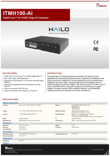 Intel&reg; Core&trade; i5-1135G7 Edge AI Computer ITMH100-AI