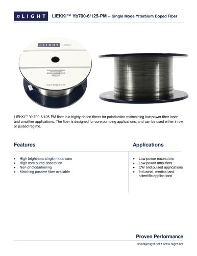 LIEKKI? Yb700-6/125-PM ? Single Mode Ytterbium Doped Fiber