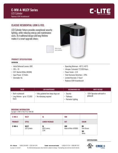 C-Lite™ C-WM-A-WLCY Series Wall Mount