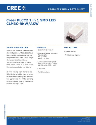 Cree® PLCC2 1 in 1 SMD LED CLM3C-RKW/AKW