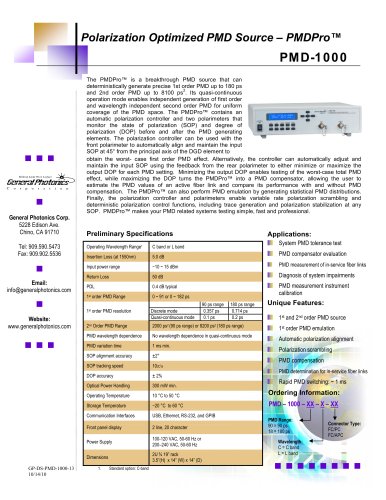 Polarization Optimized PMD Source - PMDPRO™