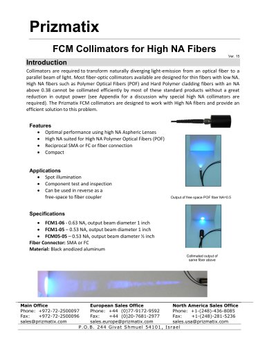 FCM Collimators for High NA Fibers