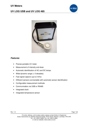 UV LOG USB and UV LOG 485