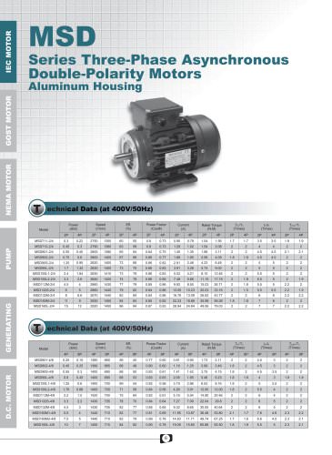 MSD Series Double-speed 3-Phase Aluminum Motors