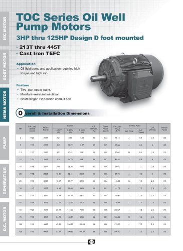 TOC Series NEMA Oil Well Pump Motors