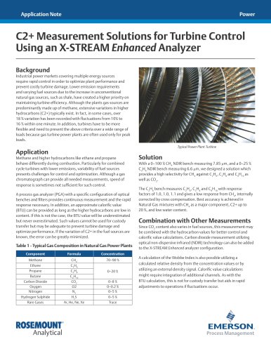 C2+ Measurement Solutions for Turbine Control Using an X-STREAM Enhanced Analyzer