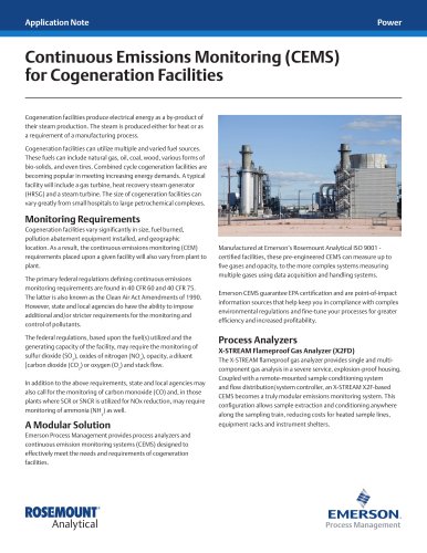 Continuous Emissions Monitoring (CEMS) for Cogeneration Facilities