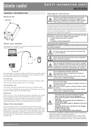  Safety instruction sheet (R2-01) 