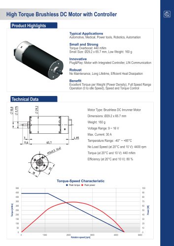 High Torque Brushless DC Motor with Controller