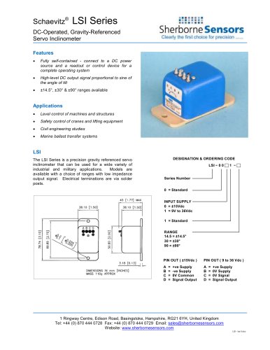 Sherborne Sensors LSI Series Servo Inclinometers