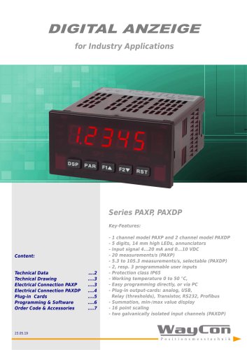 Position Display PAXDP analog input signal