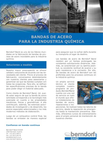 Bandas de acero para la industria quimica