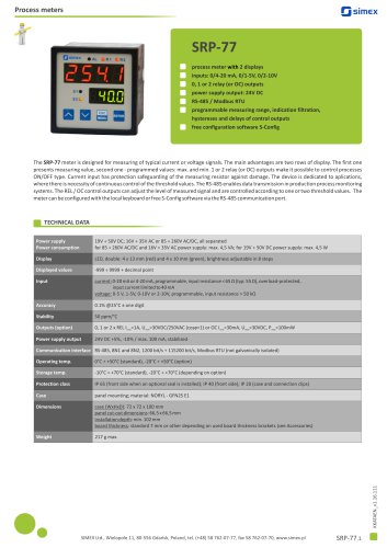 2-displays process meter SRP-77 datasheet