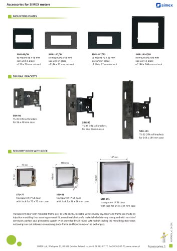 Accessories for SIMEX meters brochure