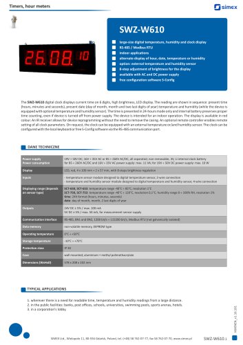 Digital clock SWZ-W610 datasheet