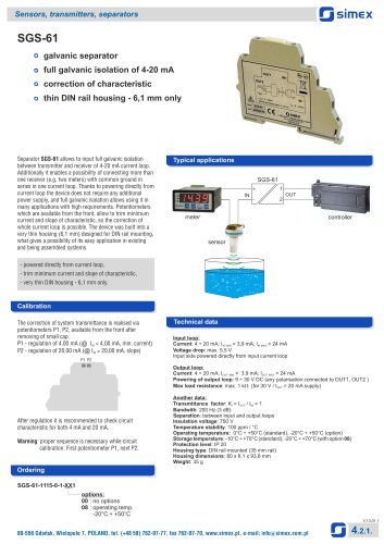 Galvanic separator SGS-61 datasheet