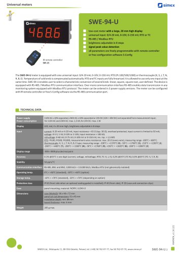 Low-cost universal meter SWE-94-U datasheet