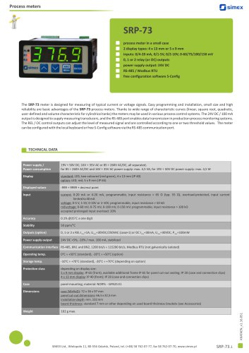 Process meter SRP-73 datasheet